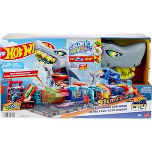 Spalatoria auto cu masinuta, Hot Wheels City Color Reveal, Ultra Shark, HTN82 imagine