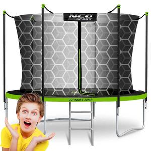 Trambulina de gradina cu plasa interioara si scara 312 cm Neo-Sport 10FT fagure Negru imagine