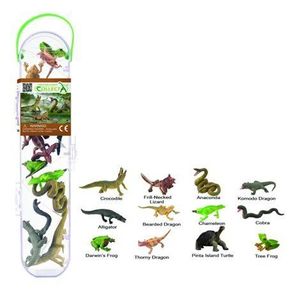 Cutie cu 12 minifigurine pictate manual Reptile si amfibieni A1194 imagine