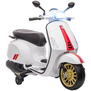 AIYAPLAY Motocicletă Electrică pentru Copii, Motocicletă cu Muzică, Două Motoare, Far, MP3, USB, Radio FM și 2 Roți de Antrenament, 107x47x73 cm, Alb | Aosom Romania imagine