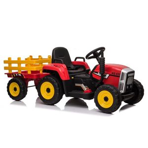 Tractoras electric Kinderauto BJ-611 60W 12V cu remorca si telecomanda Rosu imagine