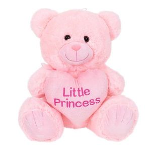 Ursulet de plus cu inima, Puffy Friends, Little Princess, Roz, 45 cm imagine