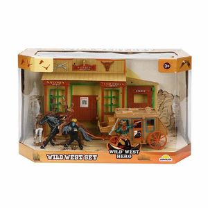 Set de joaca Cowboy cu trasura si 4 figurine, Wild West Hero imagine