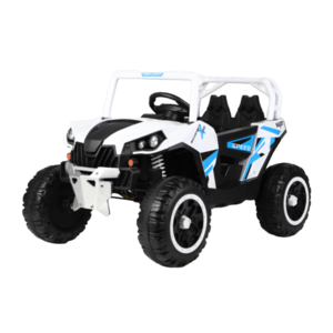 UTV electric pentru copii, Kinderauto RSR 4x4 120W 12V, cu roti moi si scaun tapitat, Alba imagine