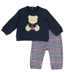 Costum bluza si pantaloni copii Chicco, alb cu rosu, 75928-67MFCO imagine