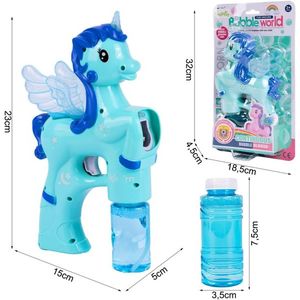 Pistol pentru baloane de sapun cu lumini Unicorn Albastru imagine