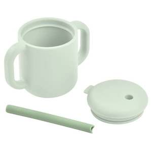 Set accesorii pentru cana de antrenament cu pai Beaba din silicon Sage Green imagine