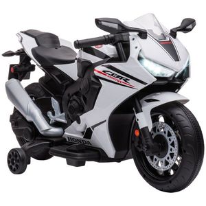 HOMCOM Motocicletă Electrică pentru Copii cu Baterie Reîncărcabilă de 6V, Viteză 3 km/h și Muzică, 90x44x52 cm, Alb | Aosom Romania imagine