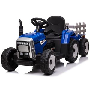 Tractoras electric pentru copii, Kinderauto BJ-611, 70W, 12V, echipare, PREMIUM cu remorca si telecomanda, albastru imagine