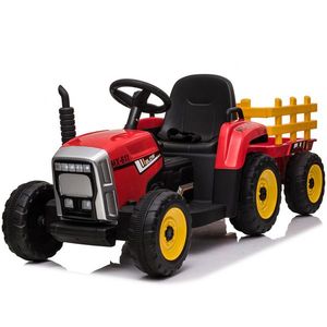 Tractoras electric Kinderauto BJ-611, 70W, 12V PREMIUM cu remorca si telecomanda Rosu imagine