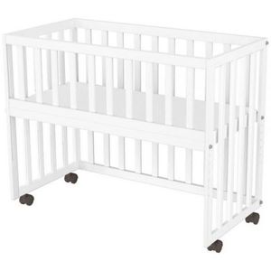 Patut copii din lemn co-sleeper Hubners Matei 94x46 cm alb imagine