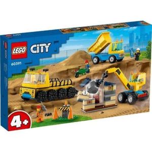 Lego City Camioane De Constructie Si Macara Cu Bila Pentru Demolari 60391 imagine