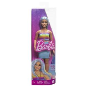 Papusa Barbie Fashionista Cu Par Albastru Platinat Si Top Sport imagine