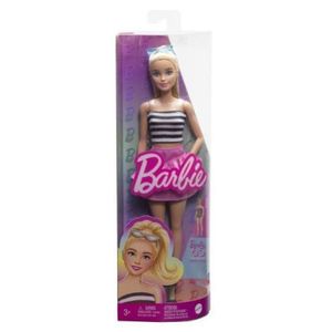 Papusa Barbie Fashionista Blonda Cu Parul Prin In Coada Si Fusta Roz imagine