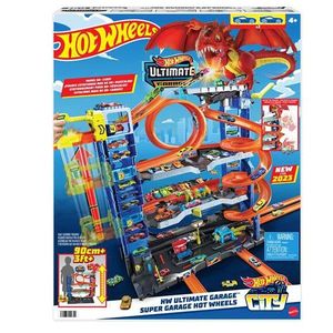 Set de joaca cu 2 masini, Hot Wheels, Mega Garaj, HKX48 imagine