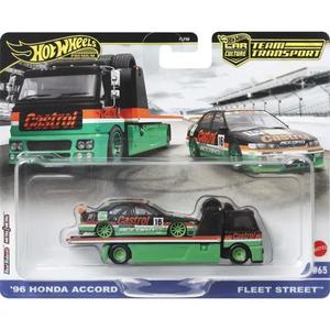 Transportator cu masinuta Hot Wheels, 96 Honda Accord & Fleet Street, HRV46 imagine