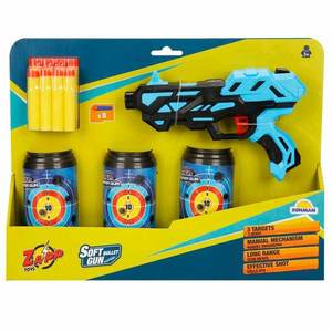 Pistol cu 8 sageti din burete si 3 tinte, Zapp Toys, Albastru imagine