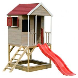 Casuta de gradina cu platforma, loc pentru nisip, tobogan, Summer Adventure House, Wendi Toys imagine