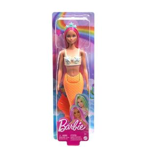 Papusa sirena cu accesorii, Barbie, Portocaliu, HRR05 imagine