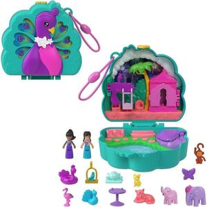 Set de joaca cu 2 papusi si 12 accesorii Polly Pocket, Peacock Garden, HWN97 imagine