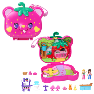 Set de joaca cu 2 papusi si 12 accesorii Polly Pocket, Straw-beary Patch, HRD35 imagine