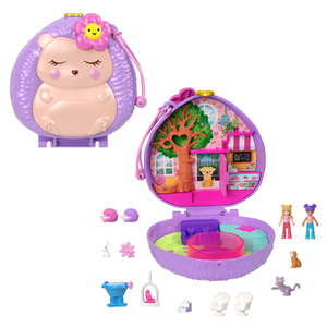 Set de joaca cu 2 papusi si 12 accesorii Polly Pocket, Hedgehog Coffee Shop, HRD37 imagine