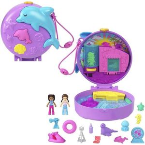 Set de joaca cu 2 papusi si 12 accesorii Polly Pocket, Dolphin Rescue and Play, HWN96 imagine