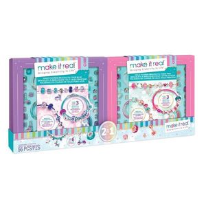 Set 2 in 1 pentru 6 bratari, Make It Real, Halo Charms, Think Pink si True Blue, 56 piese imagine