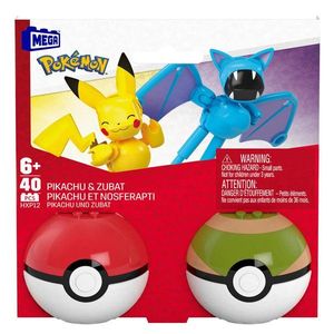 Set de constructie, Mega Pokemon, Pikachu si Zubat Pokeball, HXP12 imagine