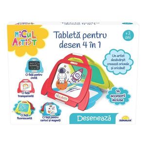 Tableta pentru desen 4 in 1, Micul Artist, 14 accesorii imagine