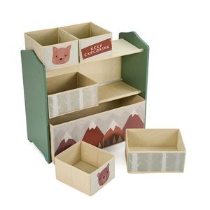 Organizator jucarii / mobilier camera copilului U-grow, 63x30x60 cm, lemn, verde imagine