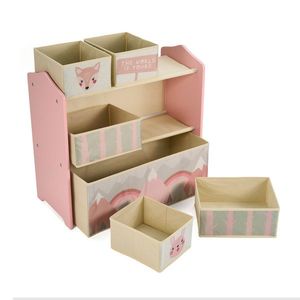 Organizator jucarii / mobilier camera copilului U-grow, 63x30x60 cm, lemn, roz imagine