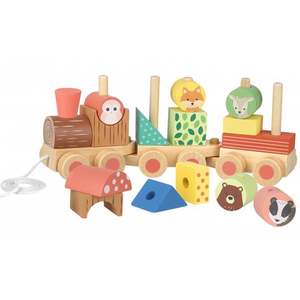 Tren din lemn cu forme si animale | Orange Tree Toys imagine