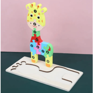 Puzzle din lemn - Girafa - 10 piese | 838 Toys Factory imagine