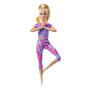 Papusa - Barbie Made To Move - Barbie blonda cu tinuta roz | Mattel imagine