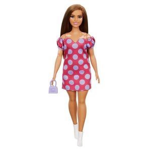 Papusa - Barbie Fashionistas - Satena cu rochie roz cu buline | Mattel imagine