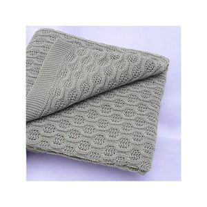 Paturica tricotata New Baby din bambus 80x100 cm grey imagine