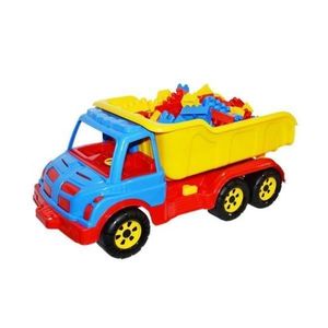 Camion de plasic cu bena basculanta, cu 80 cuburi pentru constructii, 60x27x25.5 cm, multicolor imagine