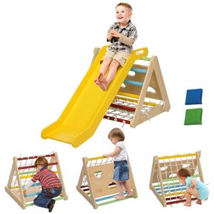 AIYAPLAY Set 5 în 1 pentru Cățărat pentru Copii cu Triunghi Montessori cu Frânghie, 119x63x61 cm, Multicolor | Aosom Romania imagine