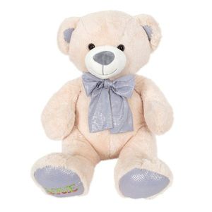 Ursulet de plus cu papion, Puffy Friends, Bleu, 50 cm imagine