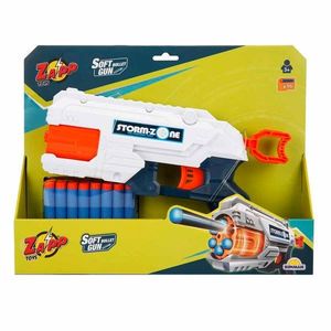 Pistol cu 16 sageti din burete, Zapp Toys, Storm-Zone, Alb imagine