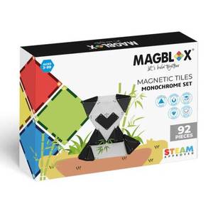 Set de constructie cu piese magnetice, Magblox, Monocrom, 92 piese imagine