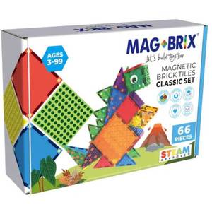 Set magnetic de constructie, Magblox, Magbrix, 66 piese translucide imagine