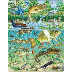 Puzzle 50 piese - Maxi - Animals in the Pond | Larsen imagine