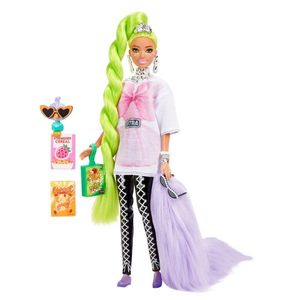 Papusa Barbie Extra, cu par verde neon | Mattel imagine