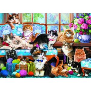 Puzzle 500 piese - Familie de pisici | Trefl imagine