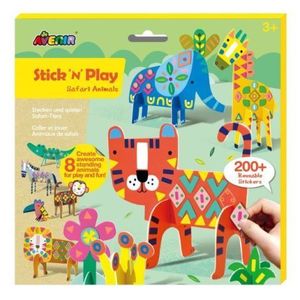 Joc creativ Stick N Play cu scene 3D si stickere repozitionabile - Animale Safari imagine