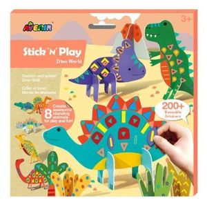 Joc creativ Stick N Play cu scene 3D si stickere repozitionabile - Lumea Dinozaurilor imagine