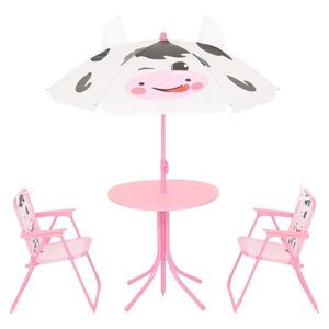 Set mobilier de gradina pentru copii, 4 piese, Cow, roz imagine