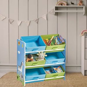 Organizator din lemn Ginger Home pentru jucarii cu 6 cutii textile Savanna imagine